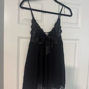 Victoria's Secret Black Lace Chiffon Babydoll Nightie